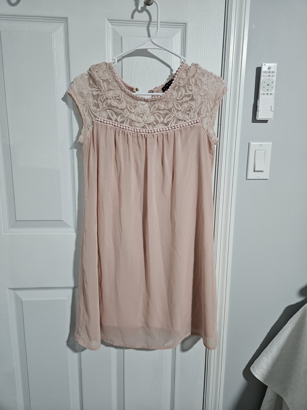 As U Wish Blush Pink Lace Yoke Mini Dress